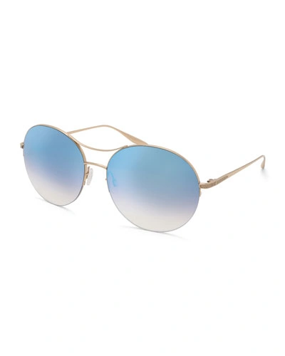 Barton Perreira Mahina Round Mirrored Sunglasses, Blue In Light Blue
