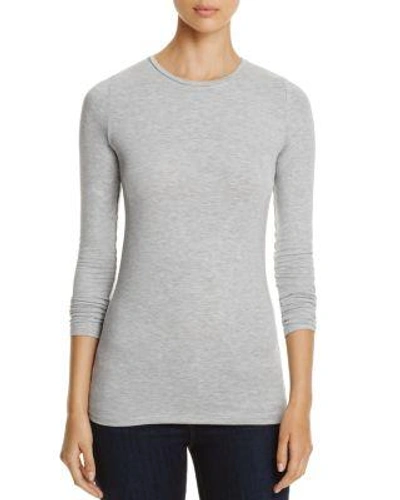Majestic Crewneck Long Sleeve Tee In Gris Chiné Clair