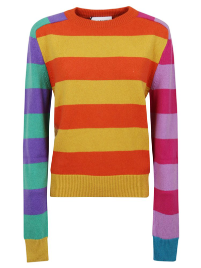 Moschino Striped Knitted Jumper In Yellow