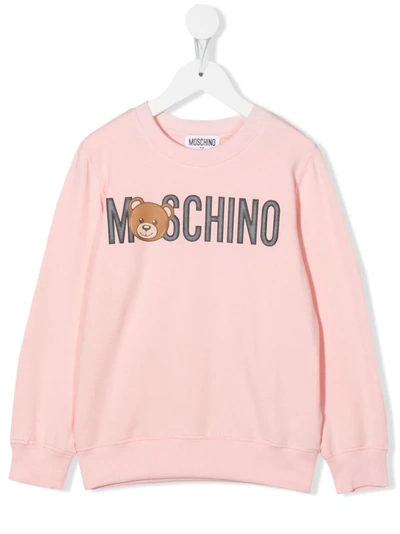 Moschino Kids' Logo-print Cotton Sweatshirt In Pink