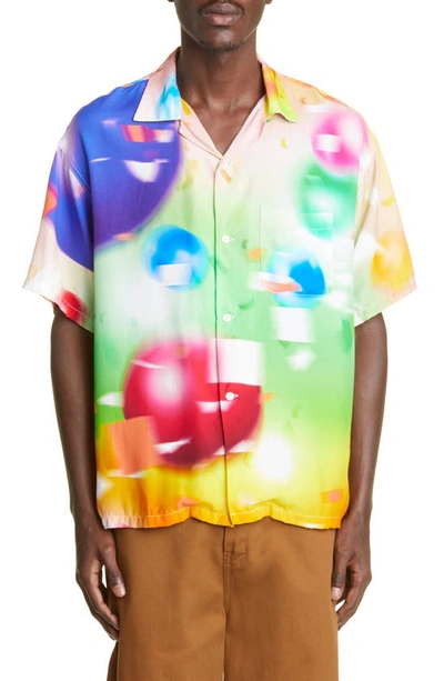 Flagstuff Balloon Print Short Sleeve Button-up Shirt In Multi