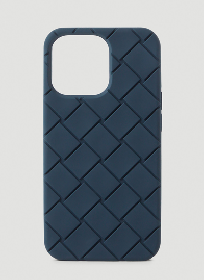 Bottega Veneta Intrecciato Rubber Iphone 13 Pro Case In Blue