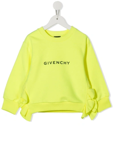 Givenchy Kids' Logo Cotton-blend Sweatshirt In Giallo Fluo