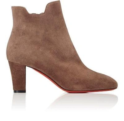 Christian Louboutin Tiagadaboot Suede 70mm Red Sole Bootie, Chatain Brown, Tan/camel