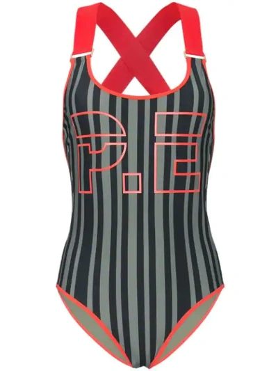P.e Nation The Back Paddle Striped Printed Swimsuit In Multicolour