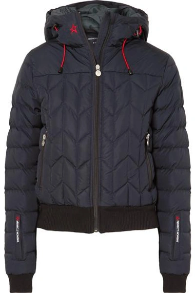 Perfect Moment Cordon Hooded Quilted Ski Jacket In Black