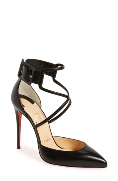 Christian Louboutin Suzanna Leather Crisscross Red Sole Pump, Black