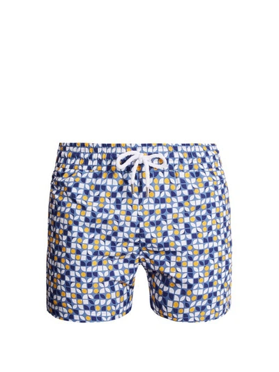Frescobol Carioca Slim-fit Short-length Printed Swim Shorts In Blue