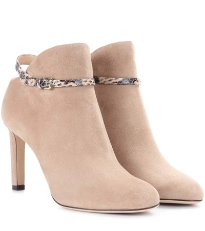 Jimmy Choo Suede Ankle Boots In Beige