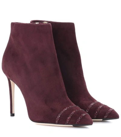 Jimmy Choo Embellished Suede Ankle Boots In Brown