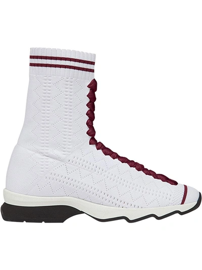 Fendi Sock Knit High-top Sneakers In White