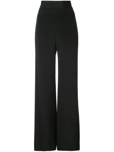 Marchesa High-waist Wide-leg Velvet Pants In Black