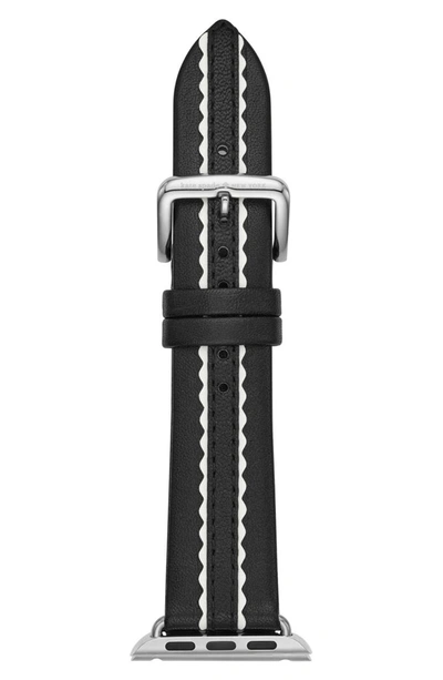 Kate Spade Black Scallop Leather 38/40mm Band For Apple Watch® In Black/ White