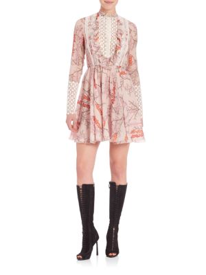 Giambattista Valli Silk Guipure Lace Applique Floral Dress In Blush ...