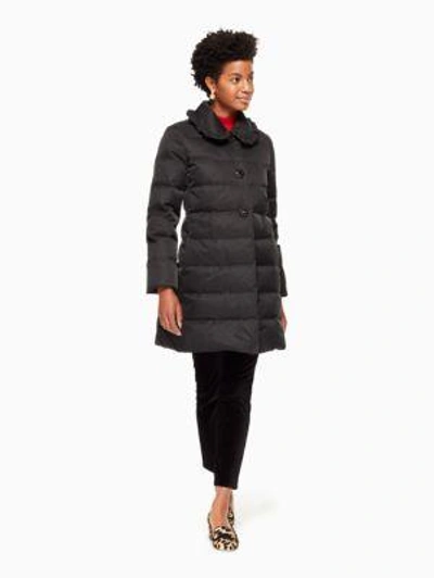 Kate Spade Jewel Button Puffer Coat In Black