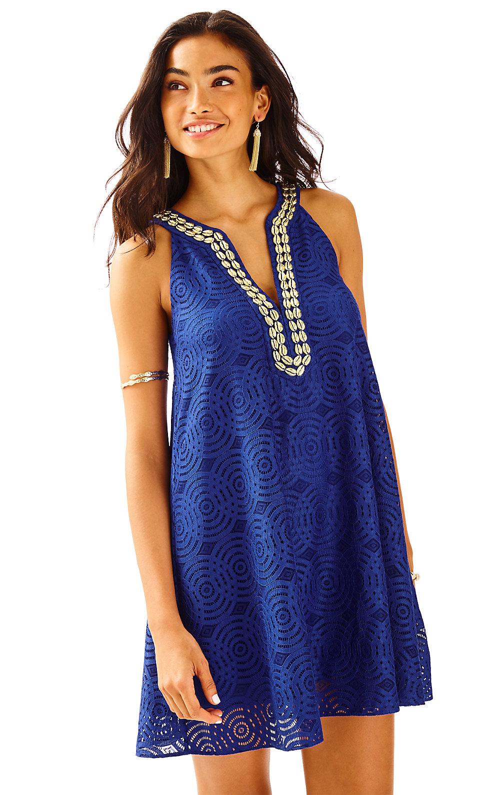 Lilly Pulitzer Achelle Swing Dress In True Blue Mystical Knotty Lace ...