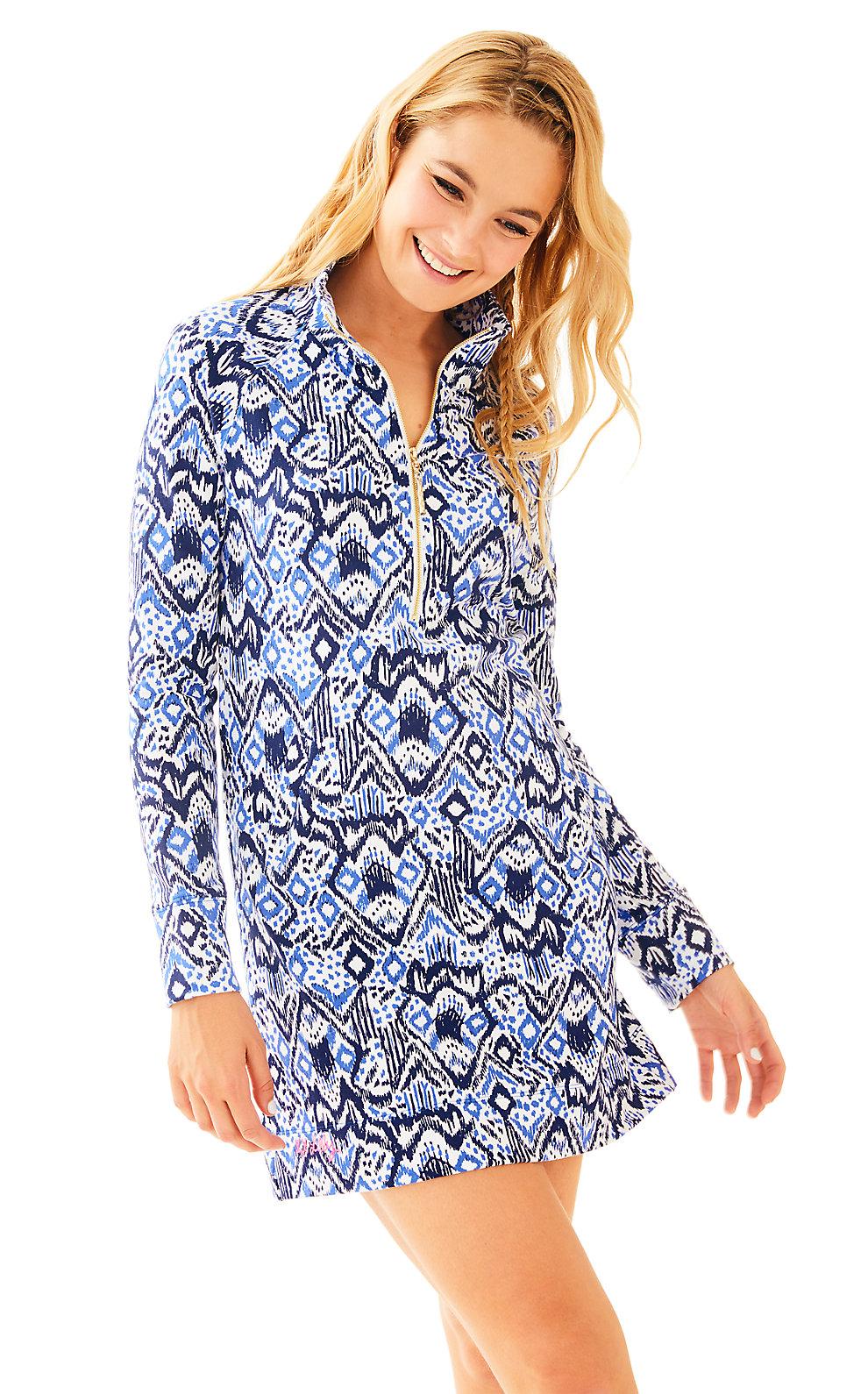 Lilly Pulitzer Upf 50+ Printed Popover Skipper Dress In Beckon Blue Oh ...