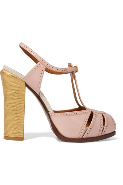 Fendi Chameleon Perforated Patent-leather Sandals | ModeSens