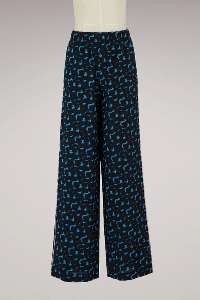 Marni Printed Silk Pyjama Trousers In Cobalt