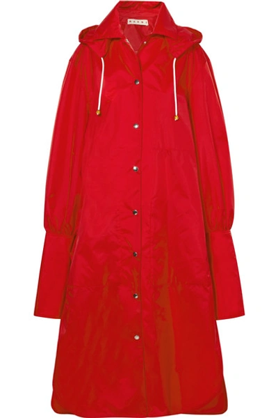 Marni Oversized Hooded Shell Raincoat In Lacquer