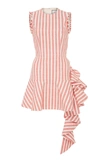 Alexis Cara Sleeveless Slim-fit Striped Cotton Cocktail Dress In Red