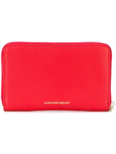 Alexander Mcqueen Zip-around Continental Grained-leather Wallet In Red