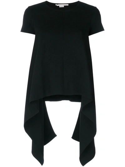 Stella Mccartney Compact Knit Handkerchief T-shirt In Black