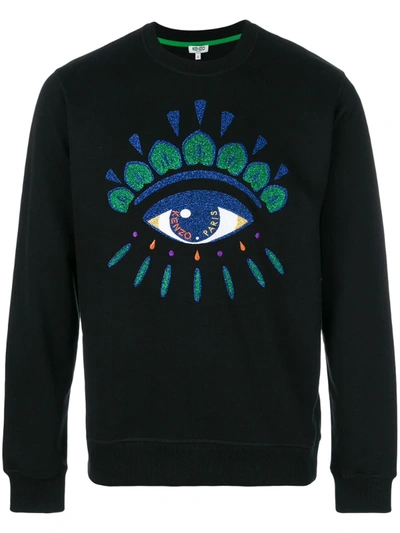 Kenzo Eye Embroidery Sweatshirt In Black,green,blue