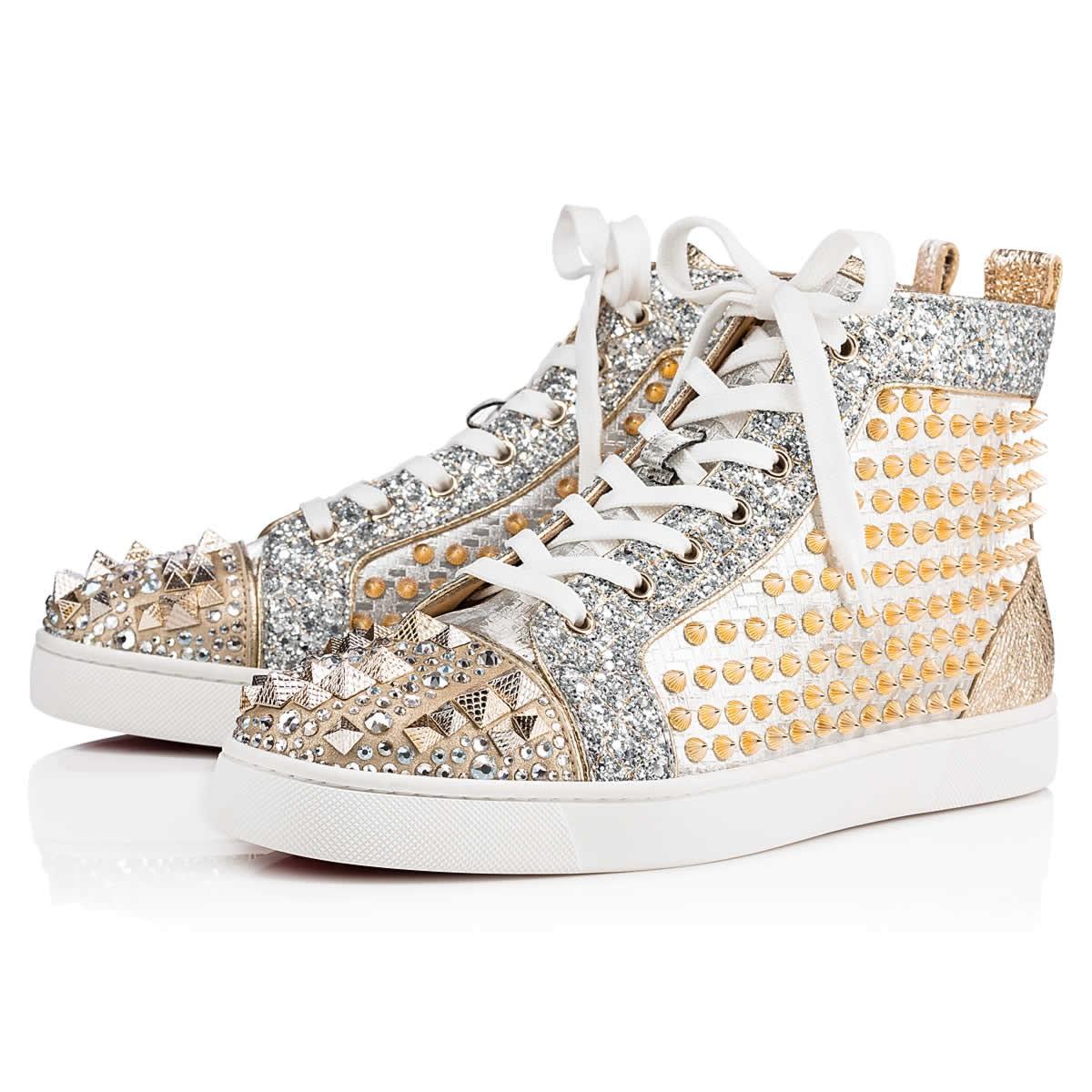 gold and silver sneakers