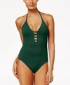 La Blanca Strappy Plunge One-piece Tummy-control Swimsuit Women's Swimsuit In Hunter Green