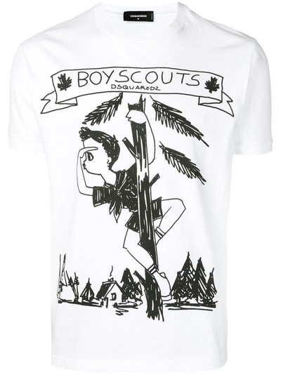 Dsquared2 Boy Scouts Print T-shirt In Black