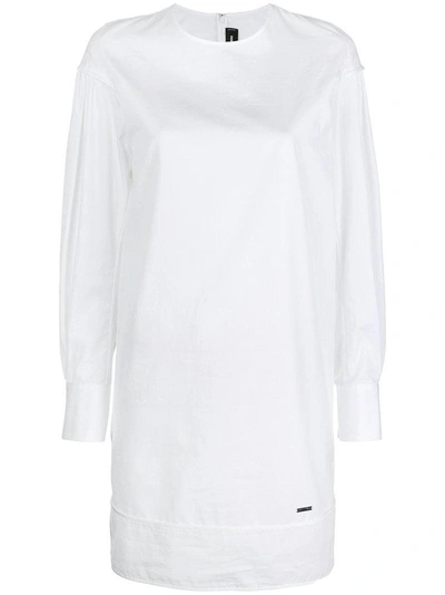 Dsquared2 Long Sleeve Shift Dress In White