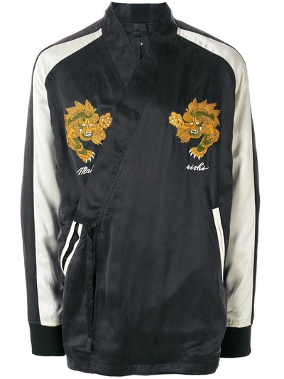 Maharishi Embroidered Wrap Tied Jacket In Black