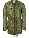 Takahiromiyashita The Soloist Quilted Coat With Belted Waist In Green
