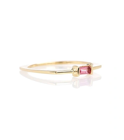 Aliita Aro Baguette 9kt Gold And Pink Tourmaline Ring