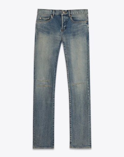 Saint Laurent Original Low Waisted Knee Patch Skinny Jean In Dirty ...