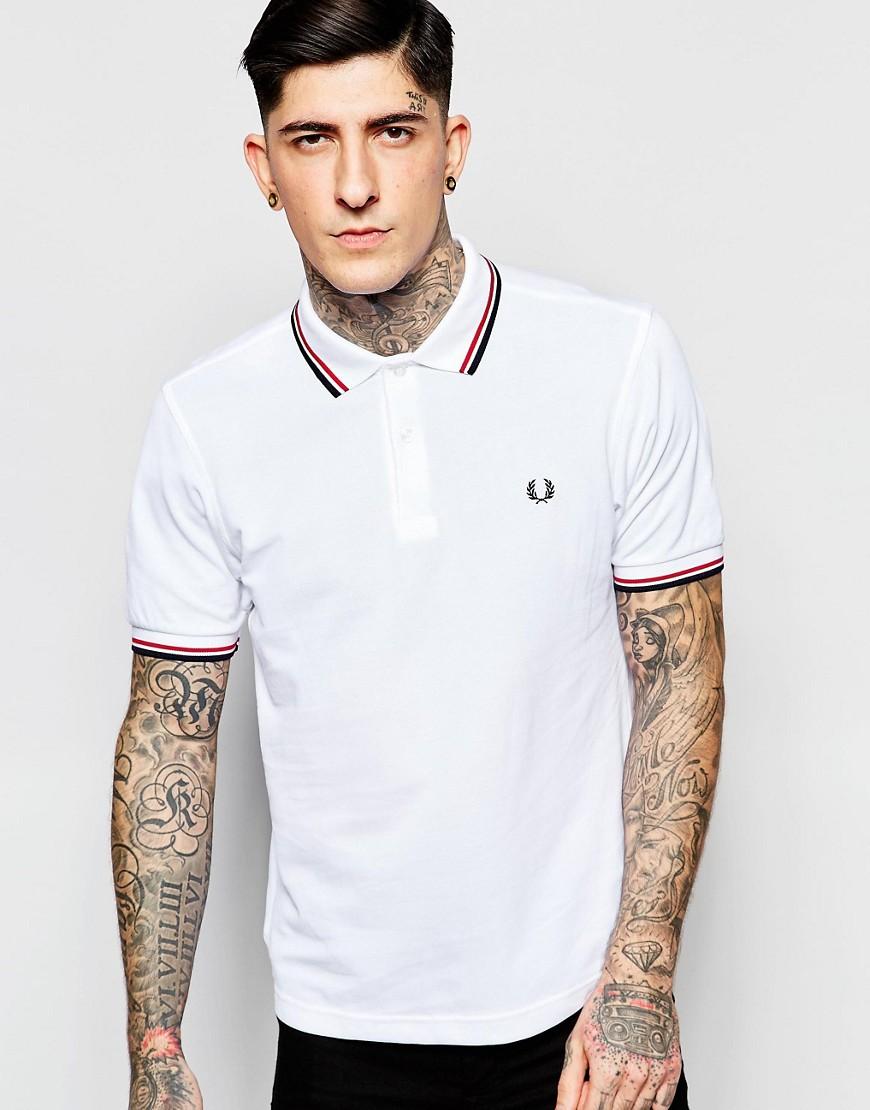  Fred  Perry  Slim Fit Polo With Twin Tipped In White White 