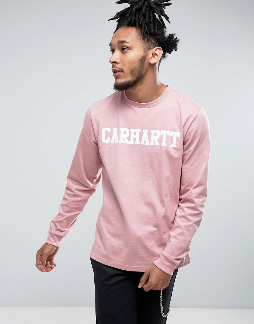 Carhartt Wip Long Sleeve College Regular Fit T-shirt - Pink | ModeSens