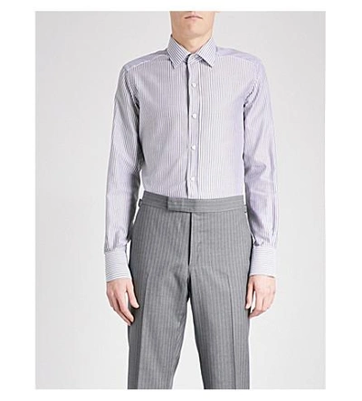 Tom Ford Striped Slim-fit Cotton Shirt In Black