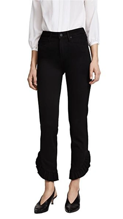 Paige Transcend - Hoxton High Waist Ankle Straight Leg Jeans In Black Shadow