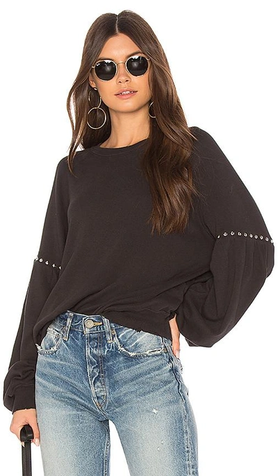 The Great The Bishop Sleeve Studded Sweatshirt In Black & Studs