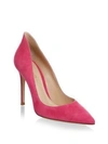 Gianvito Rossi Ellipsis High-back Suede Point Toe Pumps In Fuchsia