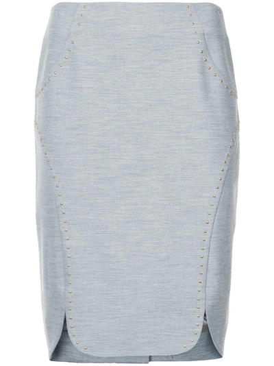 Thomas Wylde Scalloped Pencil Skirt In Grey