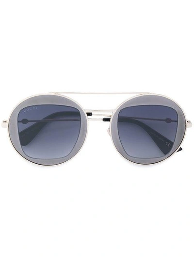 Gucci Round Metal Frame Sunglasses In Grey