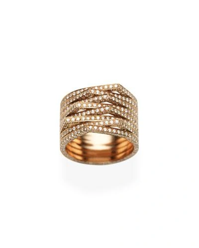 Repossi Antifer Eight-row Ring With Diamonds In 18k Black Gold In Pink Gold