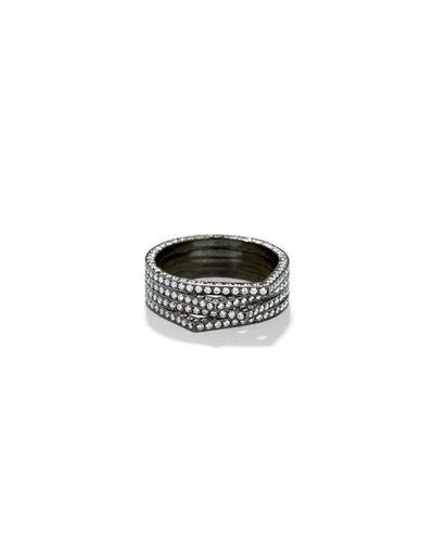 Repossi Antifer Four-row Ring With Diamonds In 18k Gold In Black