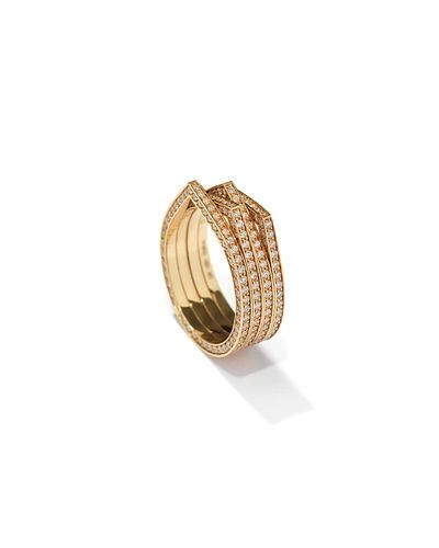 Repossi Antifer Four-row Ring With Diamonds In 18k Gold In Rose Gold