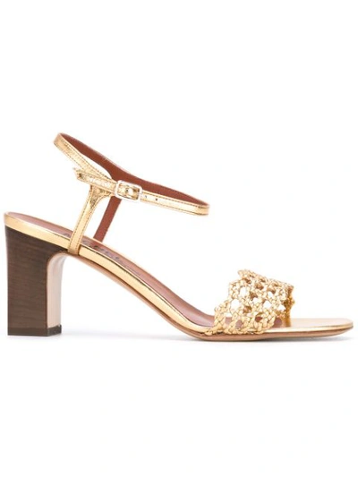 Michel Vivien Woven Strap Heeled Sandals In Oro