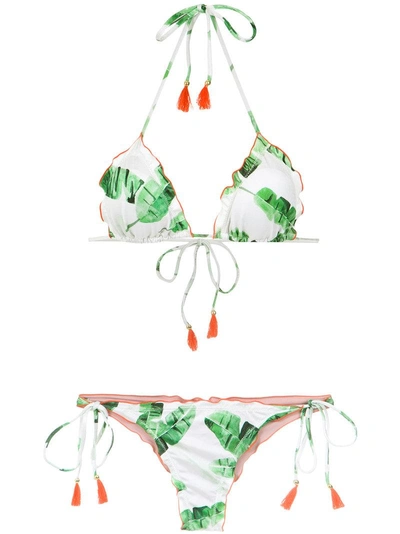 Brigitte Foliage Print Bikini Set In Green