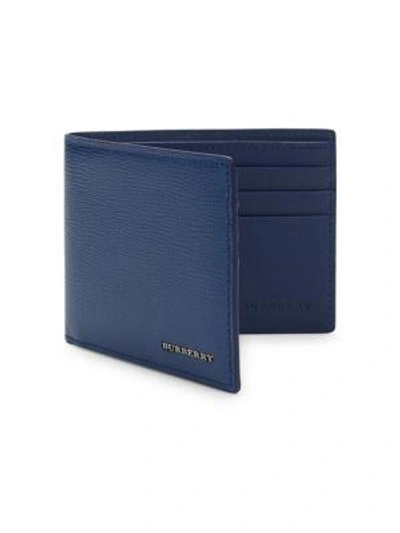 Burberry London Leather Bifold Wallet In Deep Blue